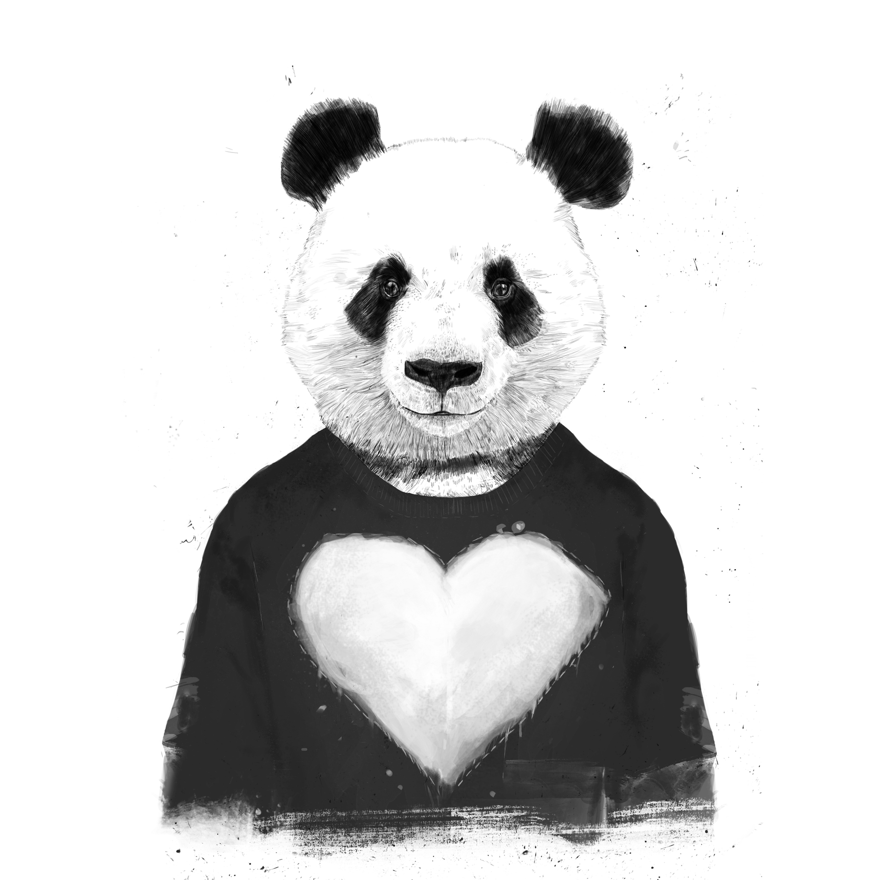 Как нарисовать панду с сердечком