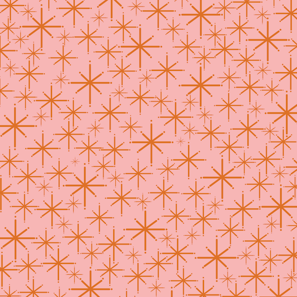 Twinkling Retro Stars Atomic Midcentury Pink