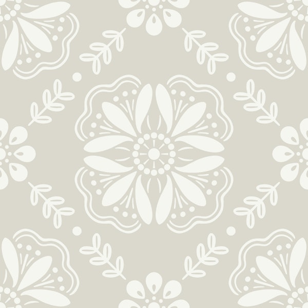 Emma Floral Tile - Warm Minimalist 1A - Large