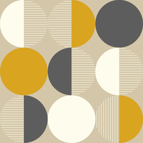 Midcentury retro circles - beige grey mustard