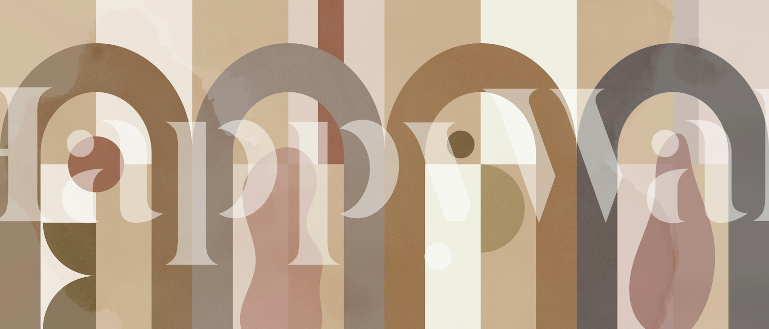 Papel de parede Modern Abstract Arches em um quarto