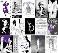 Vintage Art & Adds Mix Black White Purple wallpaper