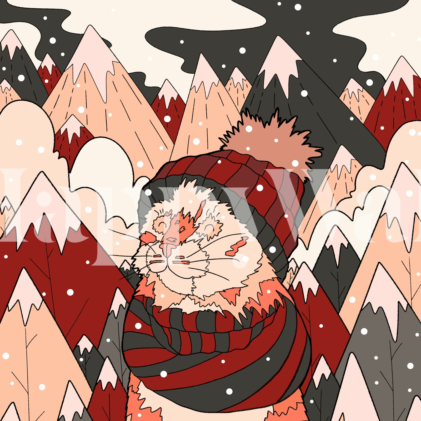 Winter Cat Mountain Wallpaper