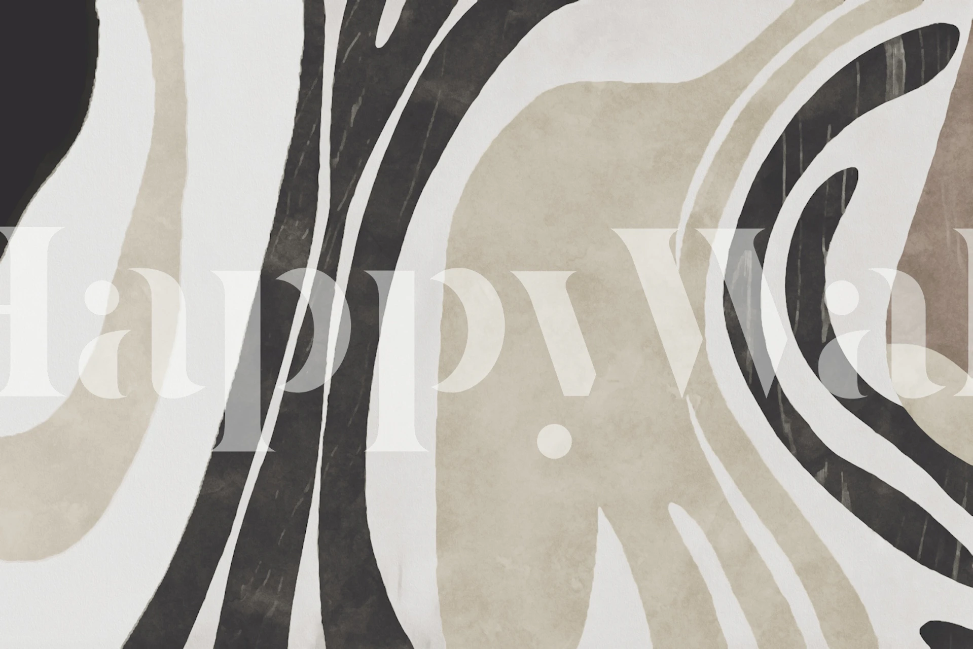 Neutral Contemporary Wave Art Tapete in einem Raum