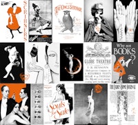 Vintage Art & Adds Mix Black White Orange wallpaper