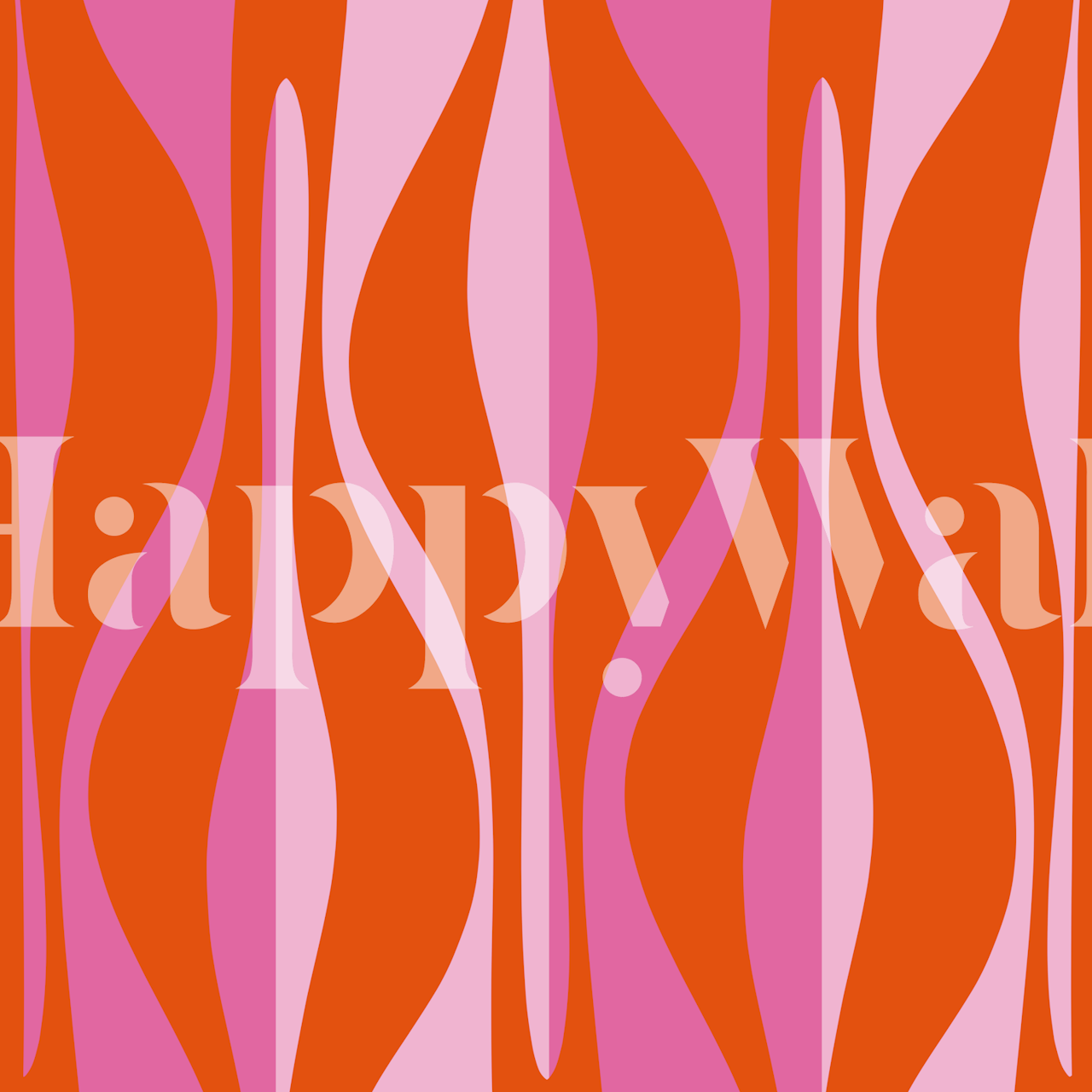 Curvy pink and orange ogee pattern wallpaper