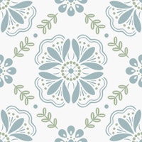 Emma Floral Tile - Sage and Blue - Large tapete