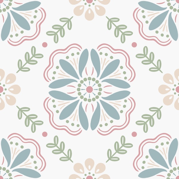 Emma Floral Tile - Folk Art 1 - Large