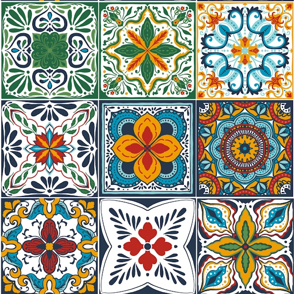 Talavera tiles, multicolor