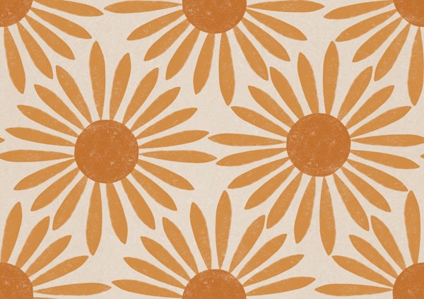 Small Boho Sun Pattern Geo Ochre Orange