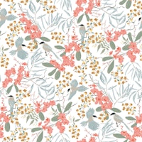 Magpie Floral Blooms in white tapetit