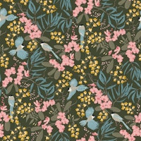 Magpie Floral Blooms in rifle green tapet