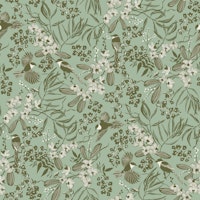 Magpie Floral Blooms in smoky greens carta da parati
