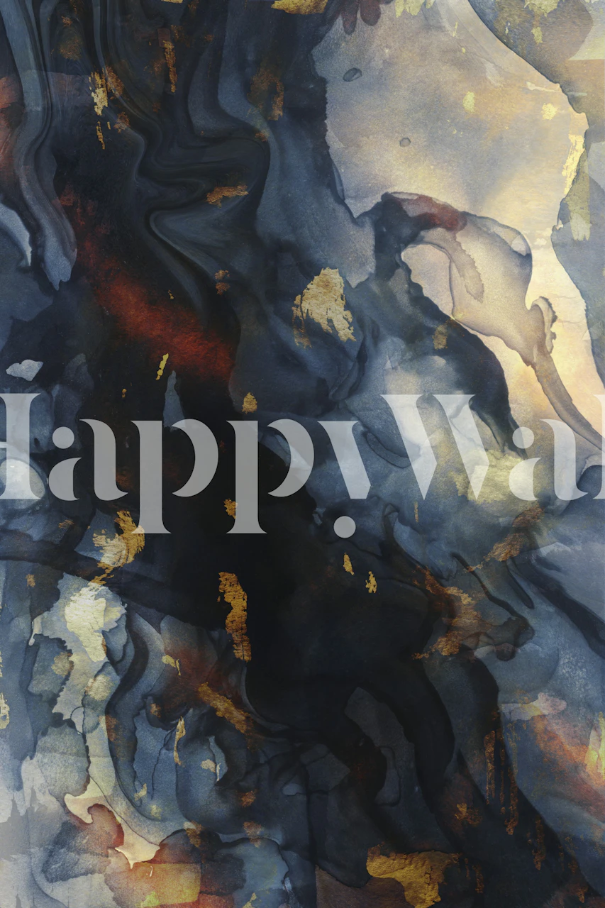 Golden Midnight Abstraction wallpaper in a room