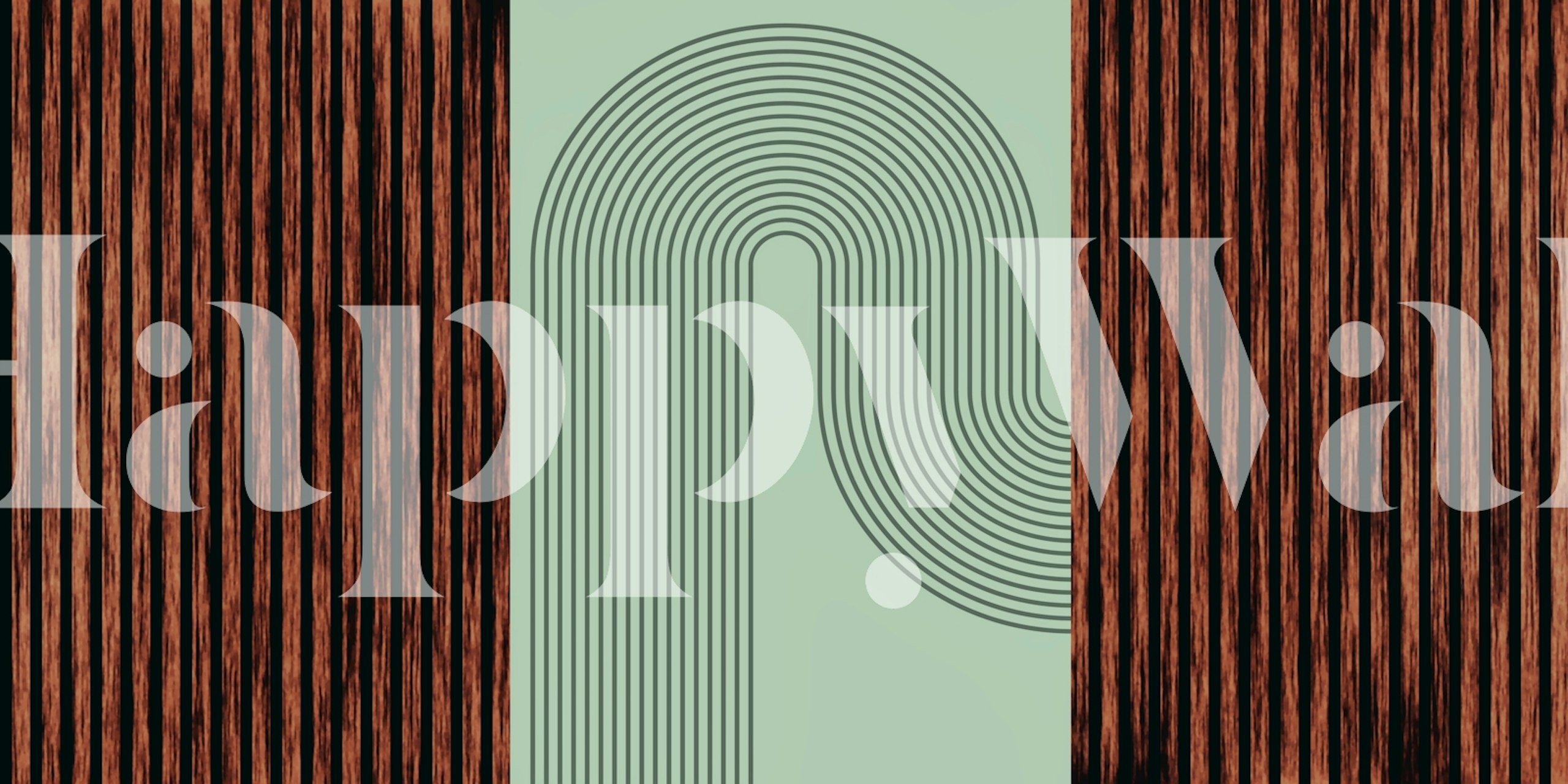 Curved lines in aqua on wooden striped background wallpaper