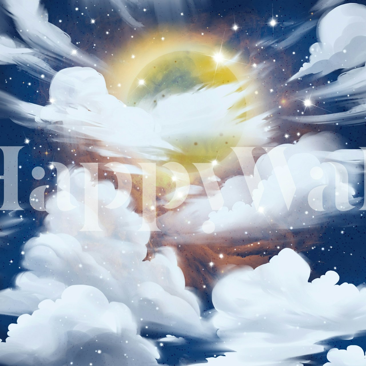 Celestial Cloud Dance Tapete in einem Raum