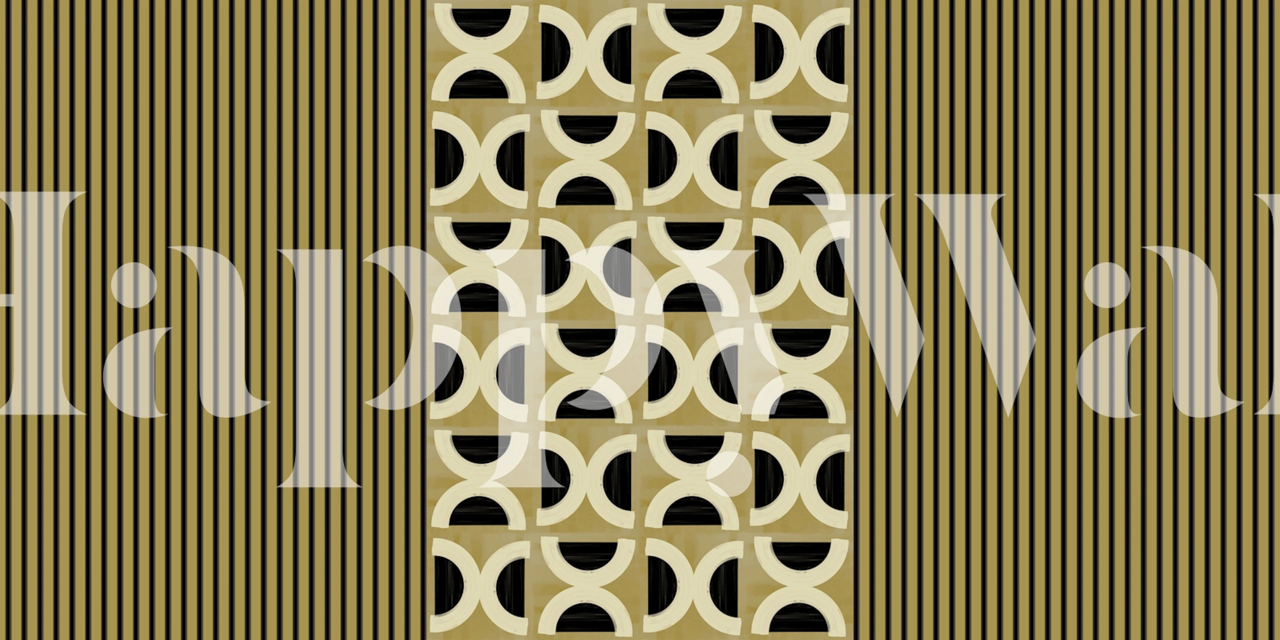 Geometric pattern in black and gold with stripes wallpaper