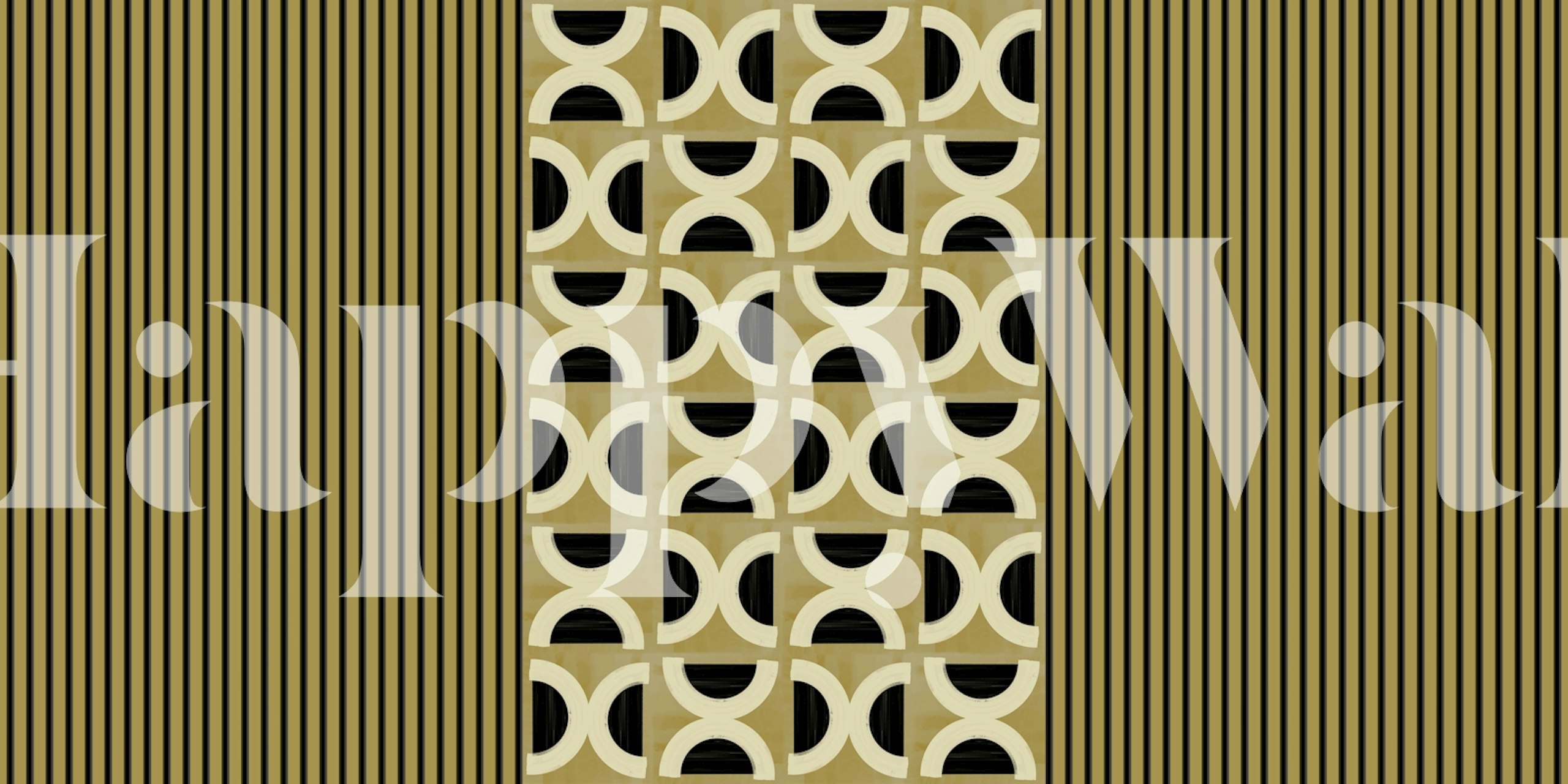 Geometric pattern in black and gold with stripes wallpaper