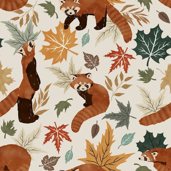 Cozy Fall Red Panda Scene