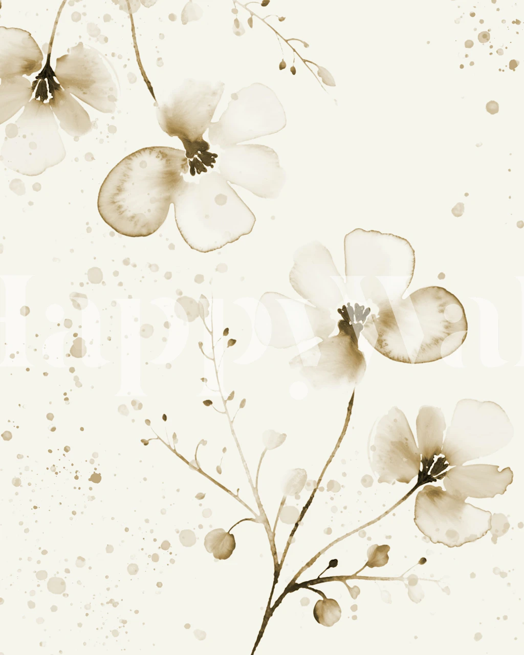 Romantic flower shade ecru wallpaper in a room