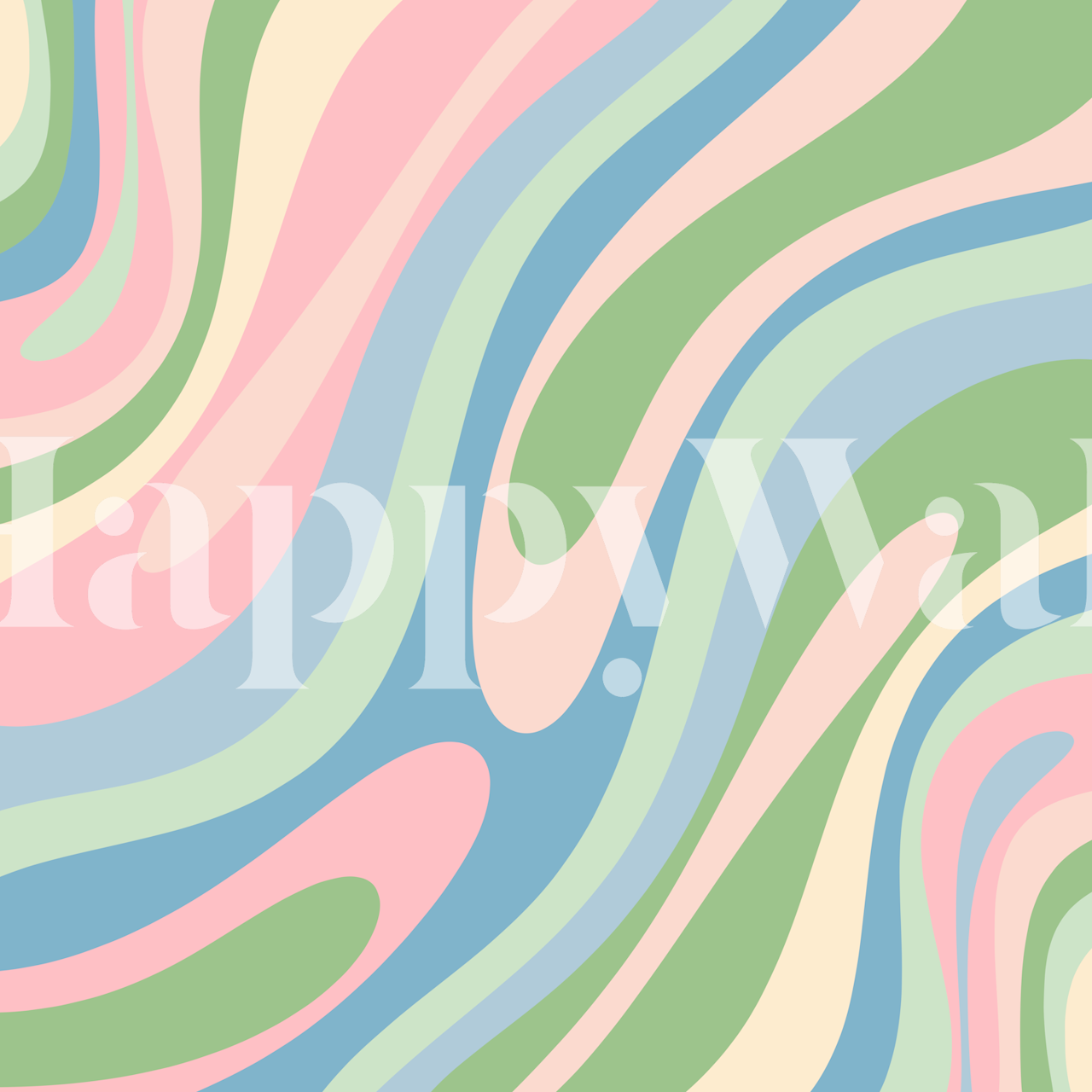 Wavy Loops Trippy Soft Pastel Abstract wallpaper in a room