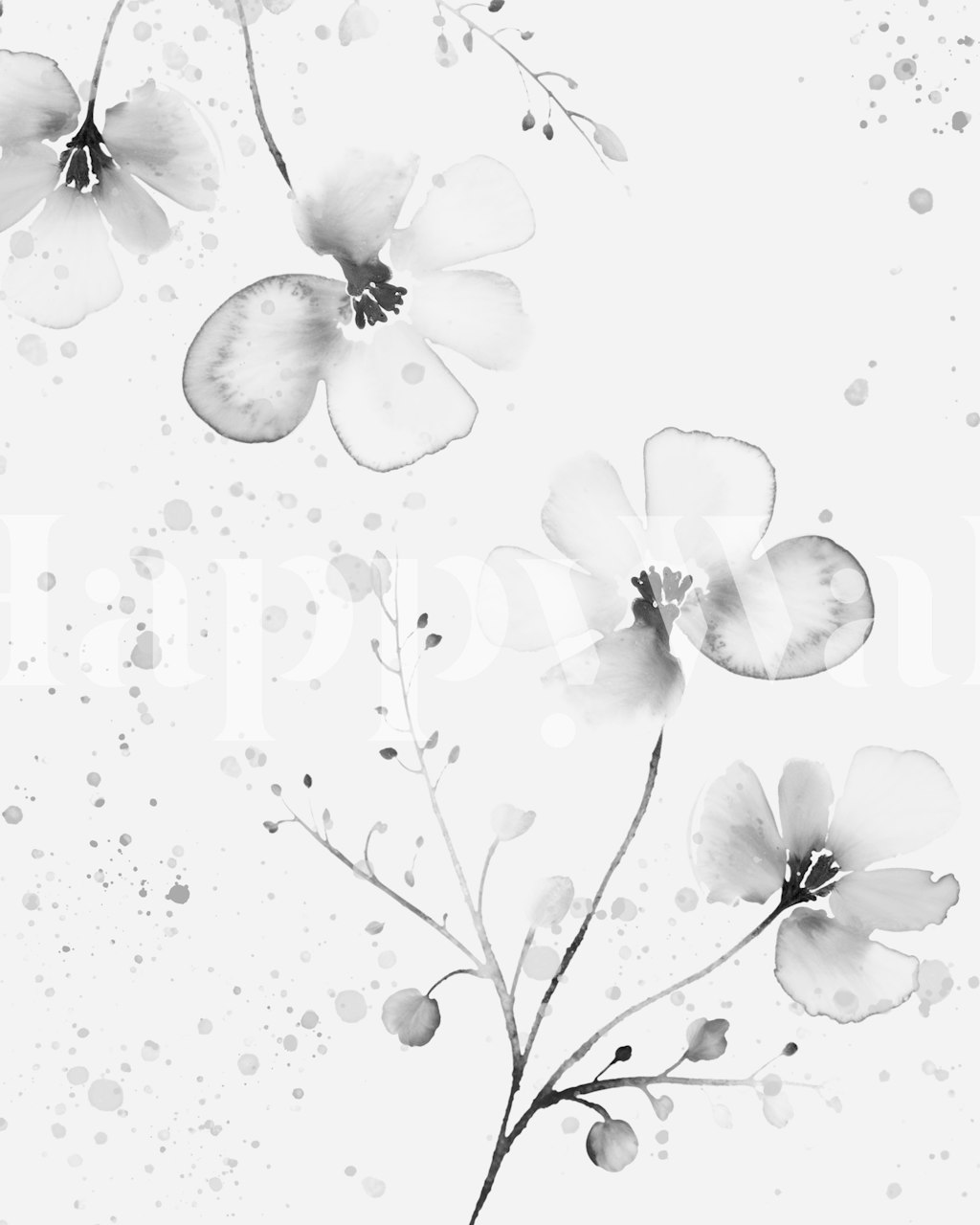 Romantic flower wallpaper u nijansama sive