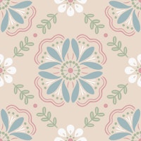Emma Floral Tile - Folk Art 3 - Large tapete