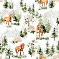 Tranquil Timberland Horses tapete