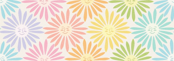 Boho Sun Face Rainbow Colors Pastel Geo