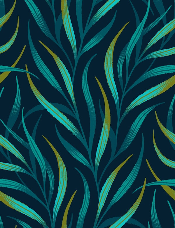 Wavy Fronds - Emerald Green / Teal