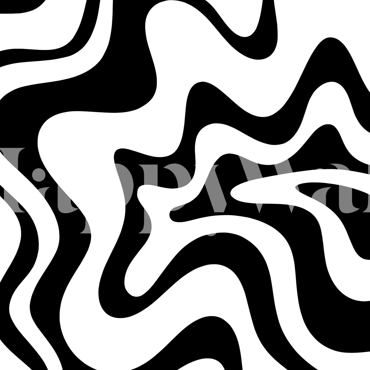 Retro Liquid Swirl svart och vit abstrakt tapet