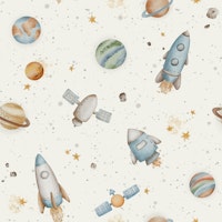 Rockets Journey Dreams Small on Cream wallpaper