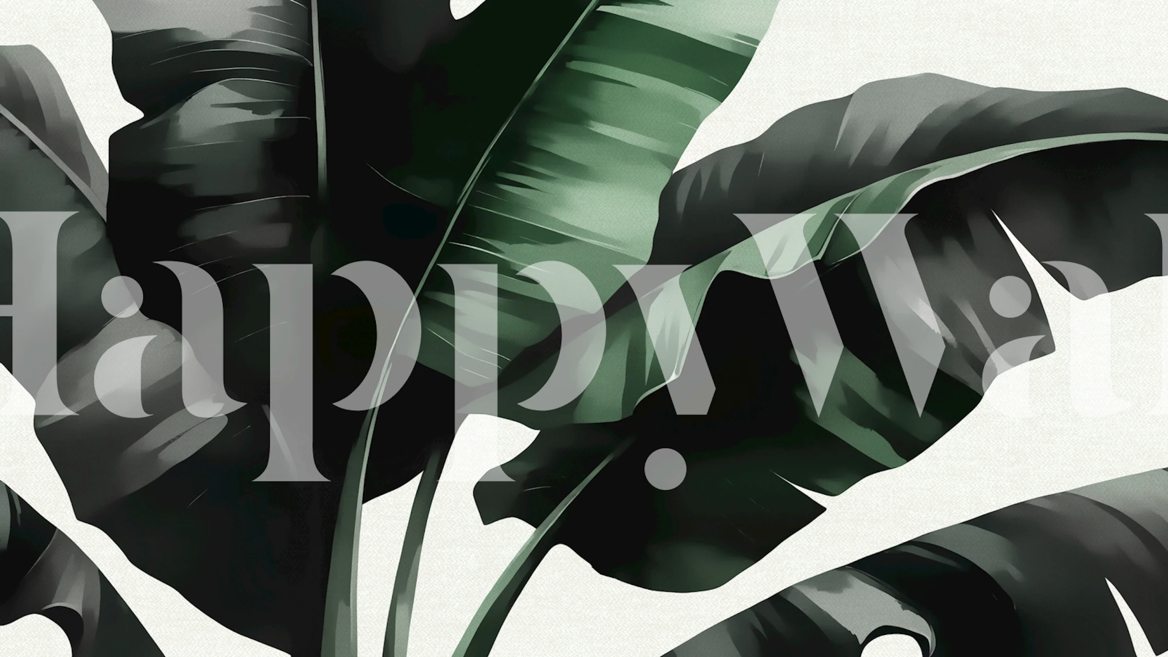 Design de papel de parede Lush Greenery Haven em um quarto