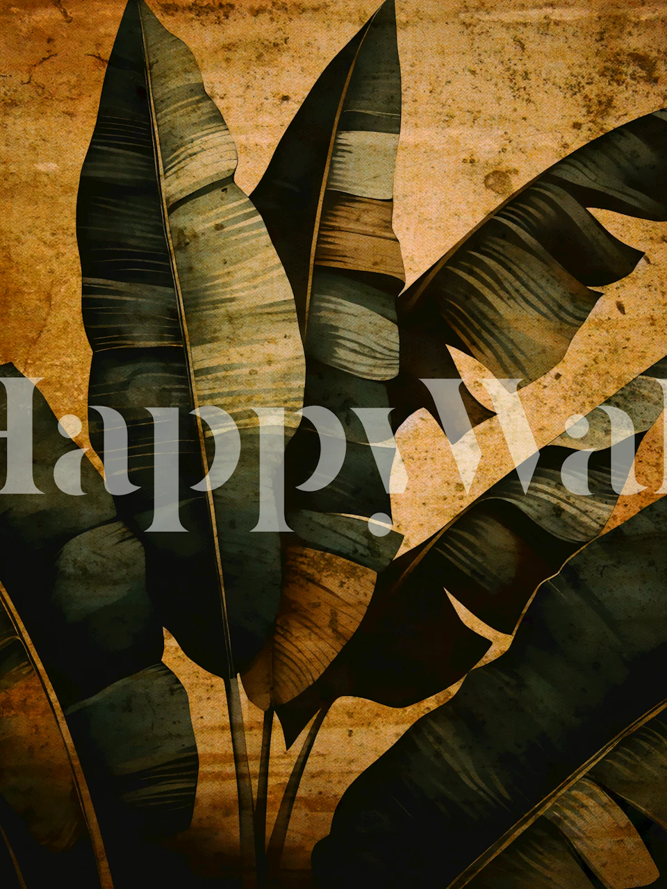 Carta da parati Earthy Foliage Art in una stanza