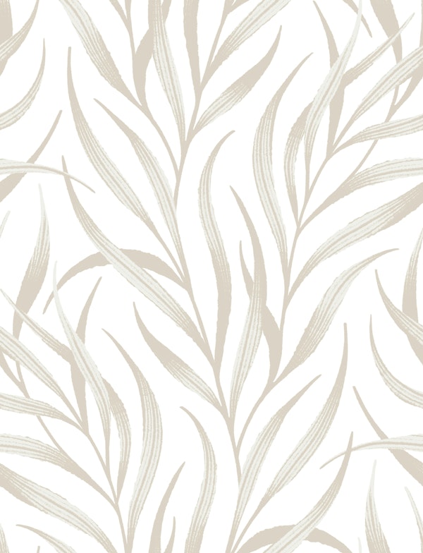 Wavy Fronds - White / Beige