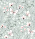 Delicate Butterfly Botanical in Green & Pink
