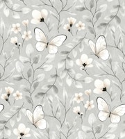 Delicate Butterfly Botanical in Neutral Taupe tapete