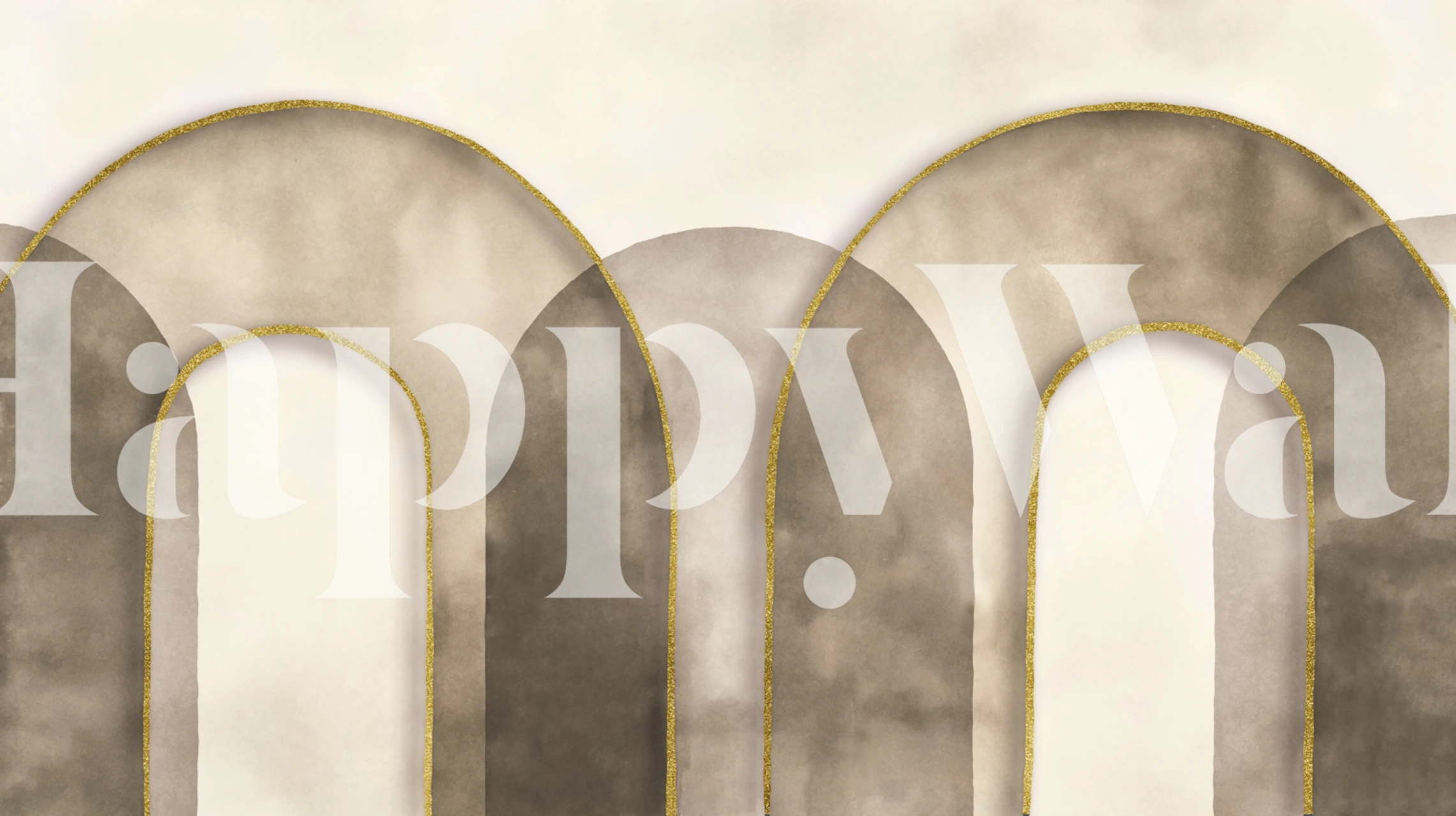 Gold-trimmed arches on a soft beige background wallpaper