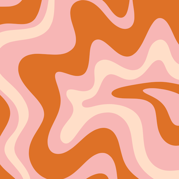 Retro Liquid Swirl Abstract Pink Orange Cream