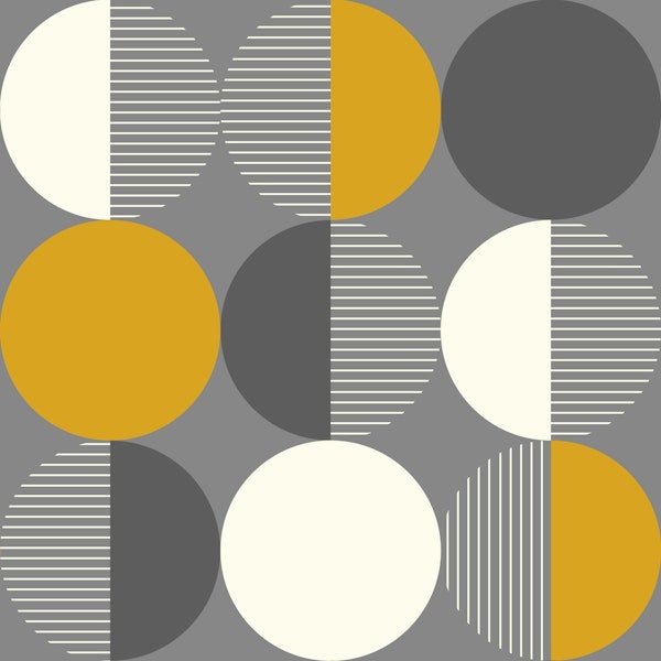 seventies retro circles - gold and gray