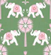 Elephant and Palm - Pink and textured green