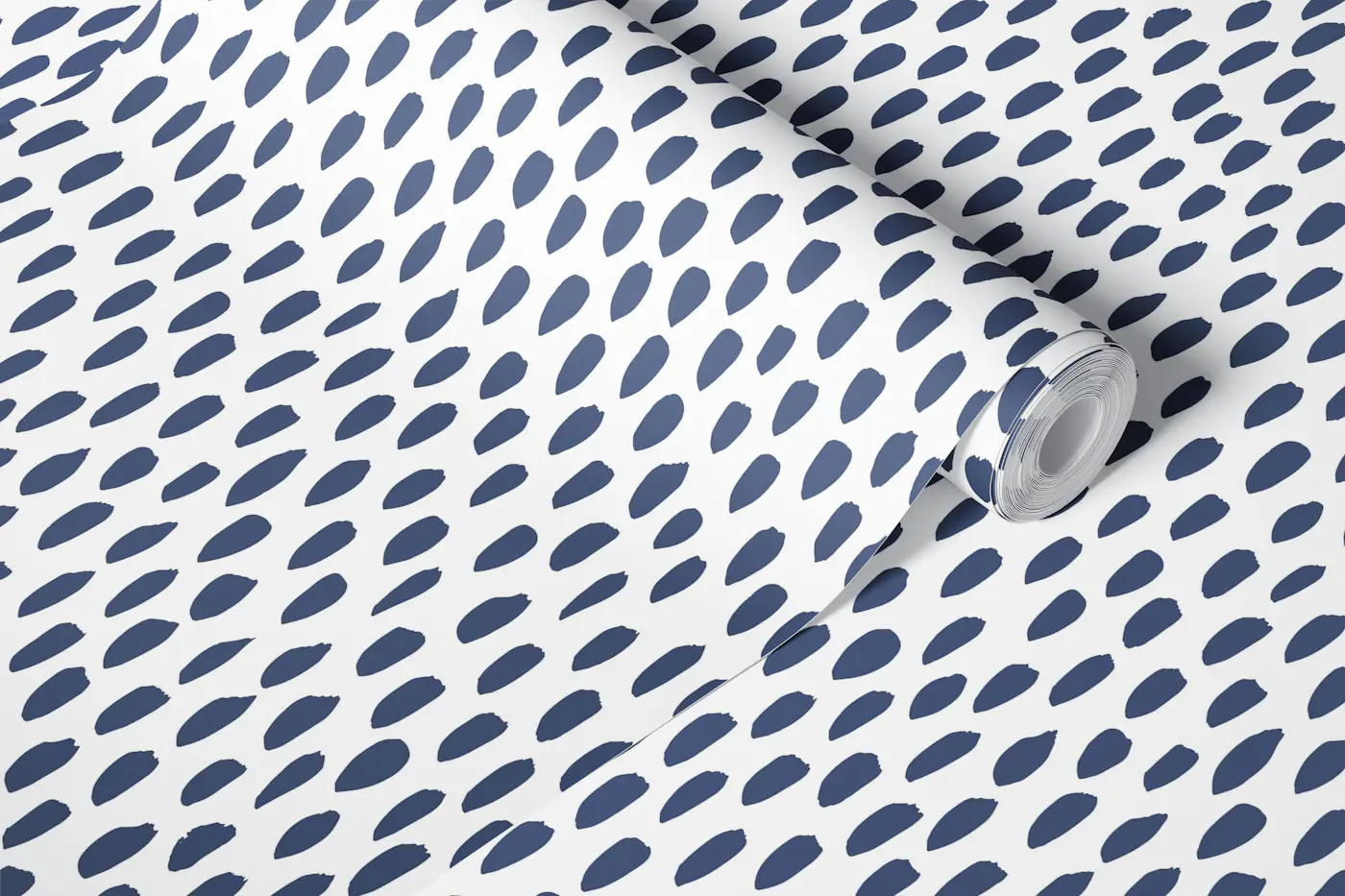 Modern Indigo Brush Strokes wallpaper roll