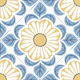 Retro Floral Tile - blue and yellow