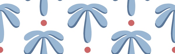 Little palms and dots - blue and red