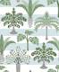 Jungle Palms on light blue stripes