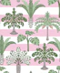 Jungle palms on pink stripes