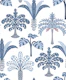 Jungle palms - blue and white