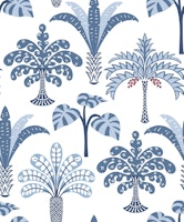 Jungle palms - blue and white tapet