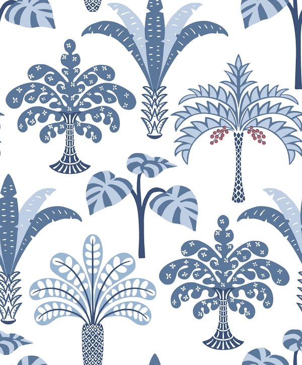 Jungle palms - blue and white