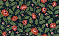 Flowering vines - moody with vibrant red wallpaper